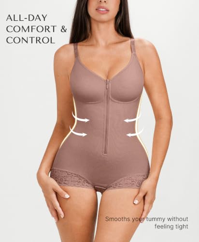 Image of SHAPELLX Faja Body Shaper for Women, Zipper Shapewear Bodysuit