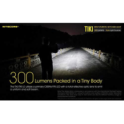 Nitecore Tiki Le Keychain Flashlight, 300 Lumens Rechargeable With Red Blue Light And Lumentac Usb Cable #TOP2