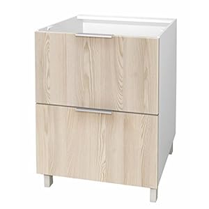 Berlioz Creations CT6BF Unterschrank für Küche mit 2 Schubladen, aus Esche, 60 x 52 x 83 cm, 100 Prozent französische Herstellung