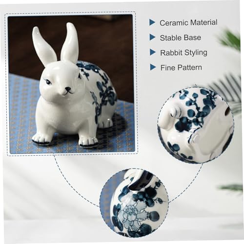 Statue lapin céramique de prestige ornement de table élégant 14cm