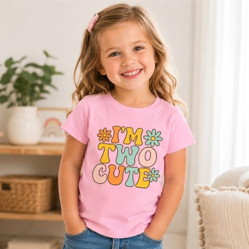 Image of Toddler Girls 2nd Birthday Shirt Outfit for Girls Cute Two Years Old Birthday Gift