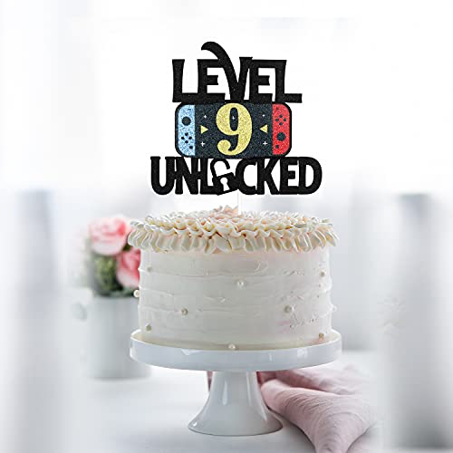 Level 9 Unlocked Game Birthday Cake Topper - Video Game Boy's 9Th Birthday Game On Party Cake Supplies - Gaming Level Up Winner Party Decoration #TOP5