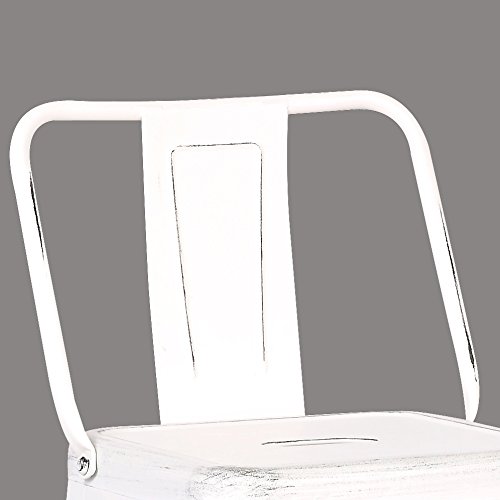 Ac Pacific Modern Industrial Metal Bar Stool, Bucket Back And 4 Leg Design Ideal For Kitchen Island Or Counter Top, Set Of 2, 30" Seat, Distressed White #TOP3