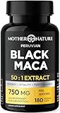 Black Maca Root 50:1 750mg – 180 Capsules Organic Peruvian Maca Peruana Supplement for Men | High Potency Energy, Mood & Performance Support | Vegan, Non-GMO
