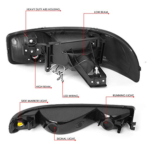 Image of DNA MOTORING HL-LB-SIERRA99-BK-SM-CL1 4PCs LED DRL Strip Headlight+Bumper Lamp Compatible with 99-07 Sierra /Yukon