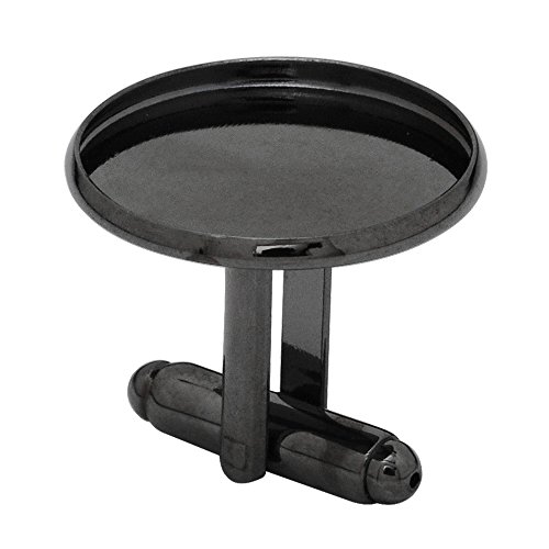 20PCS Cufflink Blanks with Round Bezel, fit 20mm Round cabochons, Cufflink Settings, Gun Metal Black