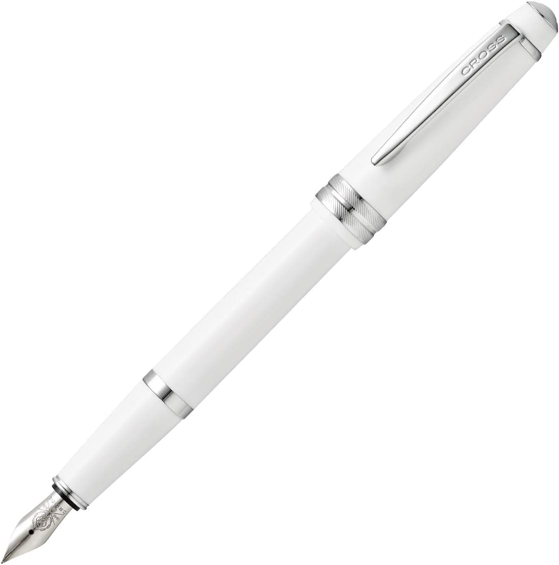 Cross Bailey Light Refillable Fountain Presented in a Everyday Gift Box - Medium Point, Black Ink, Polished White