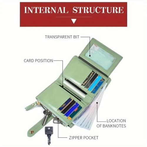 Women's Compact Bifold Wallet - Minimalist Solid Color Faux Leather with Zipper & Snap Closure, Card Slots, Large Bill & Photo Compartment - Easy-Clean, Classic Purse for Everyday Use3