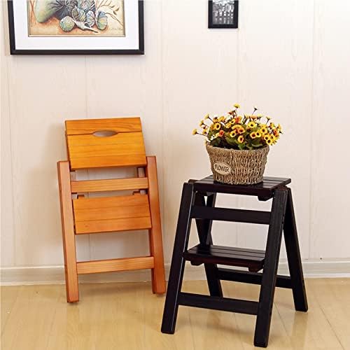 Wooden 2 Step Stepladder Stool, Multifunctional Library Steps, Bookshelf Display Shelf Ladders, Shoe Bench, Flower Rack for Kitchen and Garden