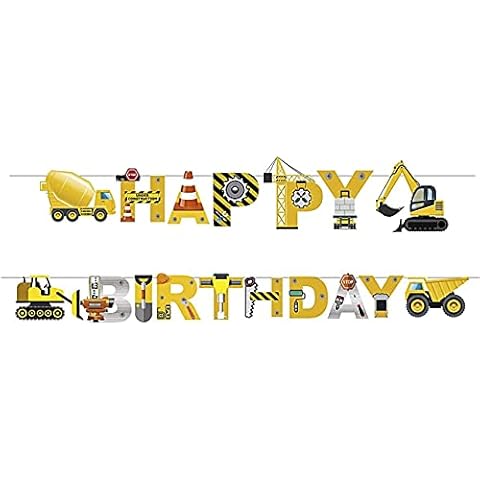 Construction Vehicle Birthday Banner for Kids Cover