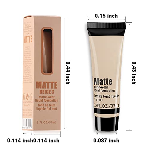2 Pack Matte Oil Free Concealer Foundation Cream,Professional Make-Up Base Facial Matte Full Coverage Liquid Tattoo Concealer Hide Foundation Primer Makeup Repair Kit.long-Lasting Waterproof-1 Fl.oz Each Pack-Beige 2# #TOP5