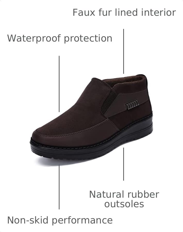 Image of COSIDRAM Men Shoes Winter Snow Boots Cotton-Padded Slip on Casual Warm Walking Sneakers Waterproof House Shoes