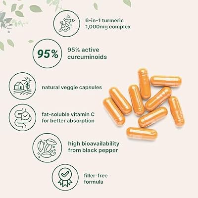 Micro Ingredients Pure Turmeric Curcumin Supplement 1,000mg 95% Curcuminoids with Black Pepper & Ginger High Absorption for Joint & Antioxidant Support* Filler Free, 120 Veggie Capsules