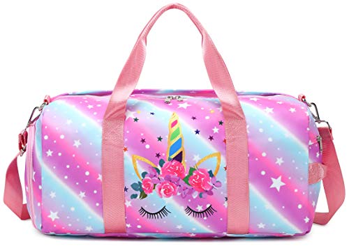 Duffle Bag for Grils Sport Gym Bag Weekender Carry On Workout Duffel Overnight Shoulder Bag with Shoe Compartment…