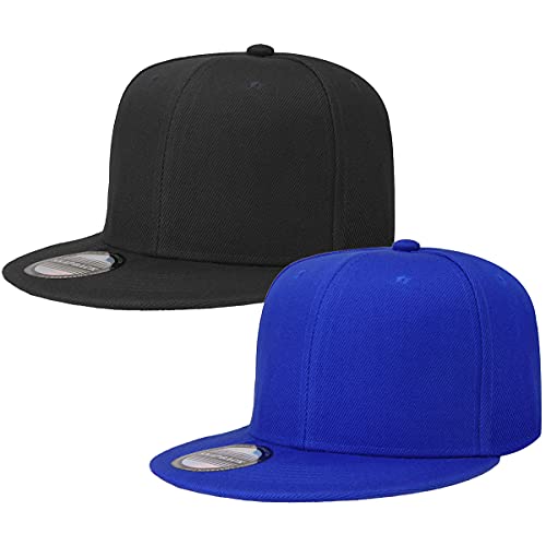 Image of Classic Snapback Hat Cap Hip Hop Style Flat Bill Blank Solid Color Adjustable Size