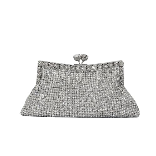 ZPFDSG Diamante Bag Fashion Rhinestone Clutch Bag For Women Shinny Diamonds Evening Party Purses(Silver)
