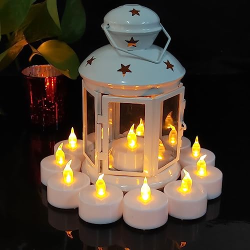 Hongjingchen Flameless Tea Lights Candles,Flickering Electric Fake Candle,24 Pack 200+Hour Battery Operated Led Tea Lights In Warm Yellow For Wedding,Table,Festival,Halloween,Christmas Decorations #TOP2