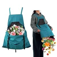 Gartenschürze, Gärtnerschürze mit Schnellverschlusstasche, Schürze Wasserdicht, Garten Zubehör zum Pflücken von Obst, Gemüse und Blumen, Verstellbare Kreuzgurte, Gärtner Geschenke für Damen und Herren