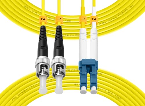 Fibergaga OS2 LC/UPC to ST/UPC Fiber Patch Cable,Single-Mode Fiber, Duplex 9/125µm,OD 2.0mm Fiber Optic Cable,Jumper Optical Patch Cord,Length Option: 1M(3ft)-100M(328ft),10M(33ft)