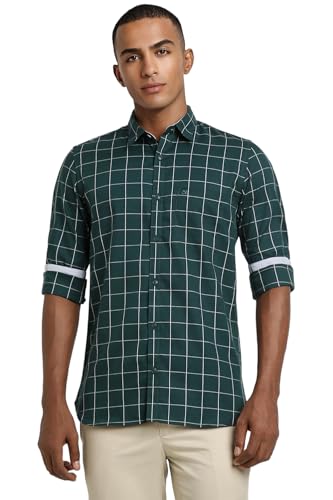 Image of Peter England Men Cotton Premium Checkered Full Sleeve Slim Fit Casual Shirt