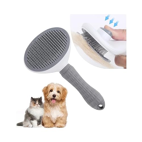 Image of Cat Brush for Shedding and Grooming, Pet Self Cleaning Slicker Brush with Cat Hair Comb