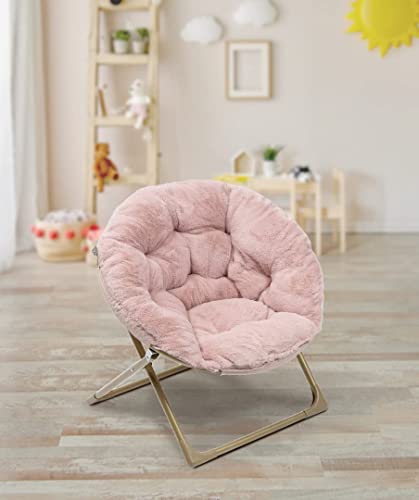 Milliard Mini Cozy Chair For Kids, Sensory Faux Fur Folding Saucer Chair For Toddlers, Pink #TOP5