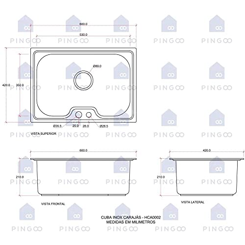 Pingoo.casa Kit Cuba para Cozinha Carajás em Aço Inox 201 com Acessórios e Torneira Gourmet Misturad
