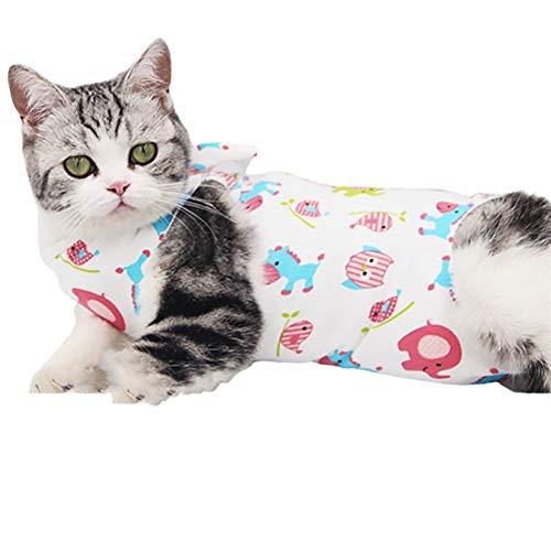 GuangLiu Hundebody Katzenbody Nach Op Katzenmäntel für Haustiere Cat Recovery Suit Katzen Kleidung Dog Recovery Suits Medizinisches Haustierhemd klein Elephant,S Cover