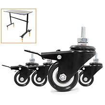 Stand Steady Attachable Desk Wheels | Set of 4 Locking Casters | Easy-Roll and Non-Marring | Full Swivel Wheels Compatible with Tranzendesk Standing Desks 2 Inch/Black