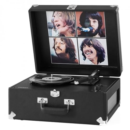Crosley The Beatles Let It Be Anthology Portable Turntable - PVC Bluetooth Record Player, 3-Speed Suitcase Vinyl Player, Home Turntables for Vinyl Records, Built in Stereo Speakers, AUX, Black