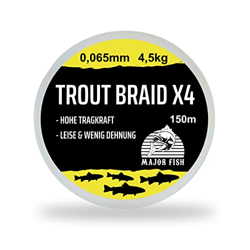 Major Fish Trout Braid 4 Fach geflochtene Schnur Forelle Ultralight 150 Meter 0.055-3,6 kg - Moos Green Cover