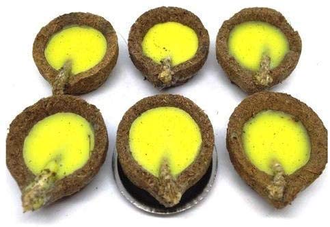 The Bling Stores Panchgavya Diya/Deepak, Made of 5 Natural Elements - Cow Dung, Gow Mutra, Milk, Curd and Ghee, Very Rare and Exotic - Pack of 24