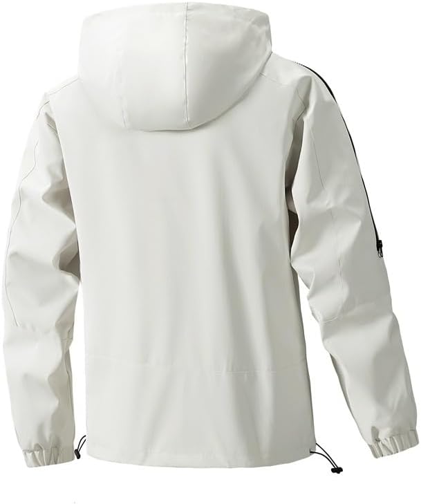 Mens Casual Autumn Hooded Jacket Loose Fit Workwear Outdoor Running Waterproof Breathable Outerwear
