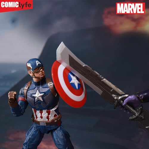 Image of Marvel Captain America Superhero Action Figure Toy (7 Inch) | Avengers Marvel Collectible Figurine | Highly Detailed, Fully Articulated Superheroes Toy | Captain America Action Figure by Comiclyfe