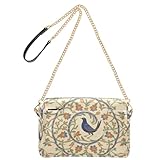 Umhängetaschen für Damen, klein, veganes Leder, chinesisches ethnisches Tapetenmuster, Blume, Vogel, Damen, Umhängetasche, wasserdicht, Damen-Schulterhandtaschen