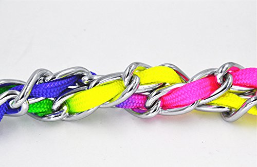 Jwpc Rainbow Color Stainless Steel P Chock Metal Chain Training Dog Pet Collars Necklace Walking Training Pet Supplies For Small Medium Large Dogs-Large #TOP3
