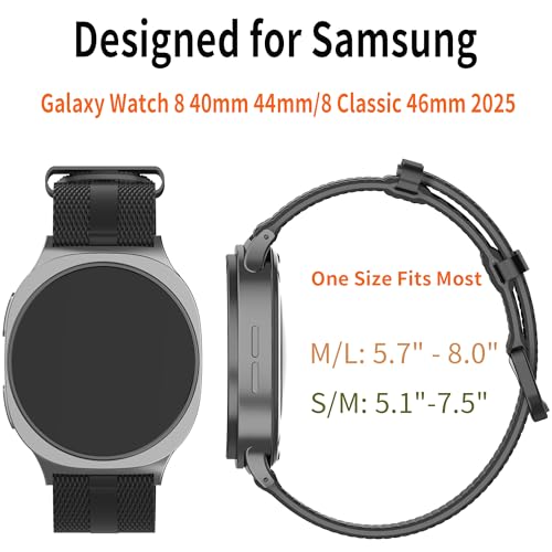 Athleisure Bands Compatible with Samsung Galaxy Watch 8/8 Classic Band 40mm 44mm 46mm (2025),Comfort Style Silicone Waterproof Strap for Galaxy Watch8 / 8 Classic Band for Men Women with Rugged Metal by WTUNE - Used condition - Image 5