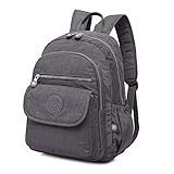 Gurscour Rucksack Handtasche für Frauen,Damen Schultasche Kleine Leichte Nylon Wasserdichte Multi-Taschen Uni Freizeit Starke Daypack Rucksack für Mädchen 1503-grau