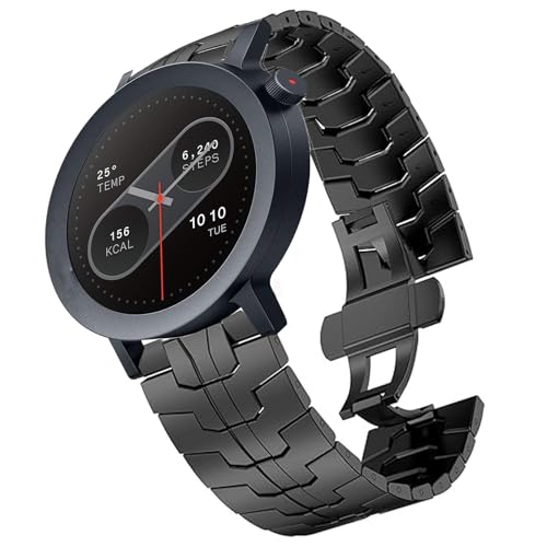 Lamshaw Compatible with CMF Watch Pro 2 Bands, Quick Release Stainless Steel Metal Strap with Folding Clasp Replacement Band Compatible with CMF Watch Pro, 2 Smartwatch (Black, 22mm size band)