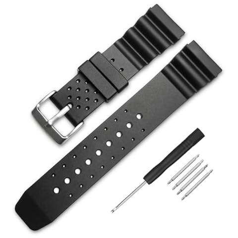 Narako Black Silicone Rubber Divers Watch Band Replacement Strap 18mm 20mm 22mm (20mm) Cover