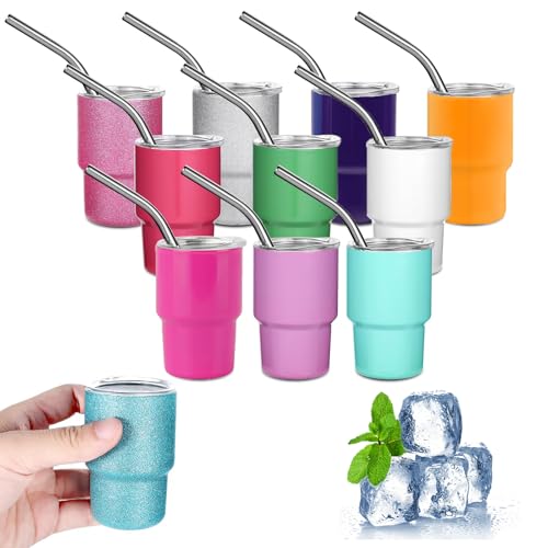 Consejos para Comprar Vasos de chupito del mes. 41 3 Oz Juego de Mini Vaso de Chupito con Pajita Y Tapa, 10 Vasos de Chupito de SublimacióN de Acero Inoxidable, Juego de Vasos de Chupito para Bodas, Fiestas, Tequiler, Whisky,...