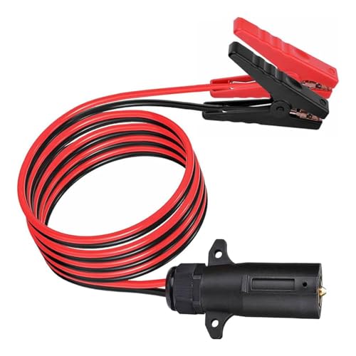 7-Pin Alligator Clip Power Cable Trailer Plug to 12V Adapter for Quick Connections in RVs Trucks and Trailers 10 AWG 2-Pin Power Connector to Alligator Clip Cable - 6.5 Feet