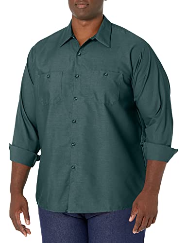 Image of Red Kap Men's Long Sleeve Industrial Work Shirt | Moisture Wicking Button Up, Wrinkle Resistance Fights Fading & Stains