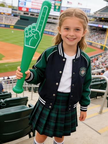Qisuma Girls Pleated Skirt with Shorts Green Plaid Tennis Skorts & Solid School Uniform Skirts for Big Kids — view 2