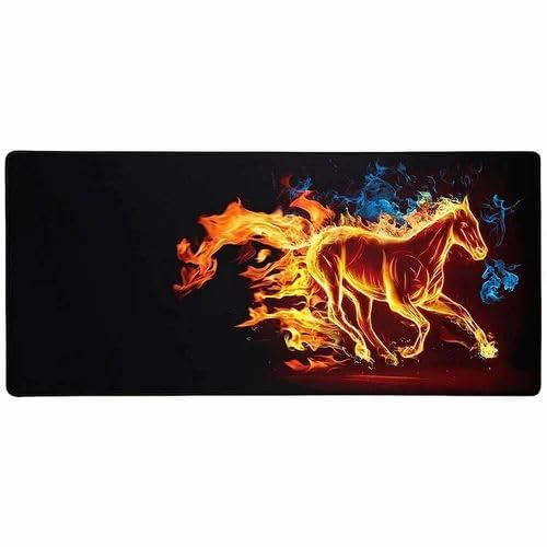 Image of Large Extended Long 700 x 300 mm Mouse Pad for Keyboard & Mouse | Water Resistant Anti Slip Surface Ideal for Office Home and Gaming Setup (Fire Horse -9)