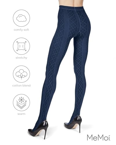 Image of MeMoi Juneau Diamonds Cotton Tights for Women, Cozy and Elegant Sweater Tights - Sizes Small to X-Large
