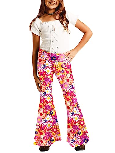 Image of Deerose Girls Halloween Hippie Bell Bottom Pants High Waist Flare Pants 5-14 Years