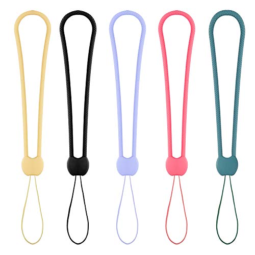 YOUOWO Lanyard short small Wrist lanyards 5 PCS phone wrist lanyard Straps Hand Lanyards Silicone Rubber Charms for cellPhone pen Umbrella water cup kettleCamera USB Thumb Drives Keys Badges