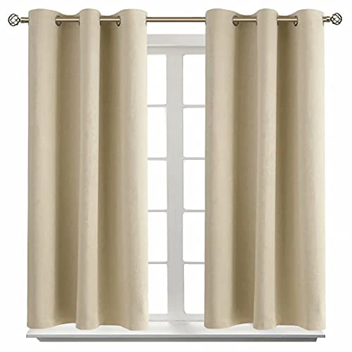 BGment Blackout Curtains - Grommet Thermal Insulated Room Darkening Bedroom and Living Room Curtain, Set of 2 Panels (38 x 45 Inch, Beige)