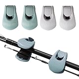 HEXATIZO ロッドベルト 4個セット 調整可能 釣り竿 落下防止 ロッドホルダー ストラップ 船釣り 渓流釣り ルアー 対応 簡単取り付け 軽量 便携性アクセサリー (ブルー & グレー)